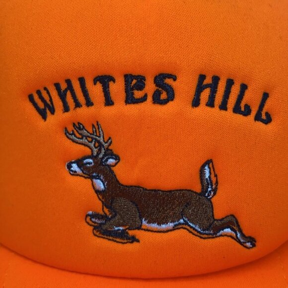 Whites Hill Hunting Deer Orange Hat Snapback Trucker Foam Cap Vintage - Picture 10 of 10